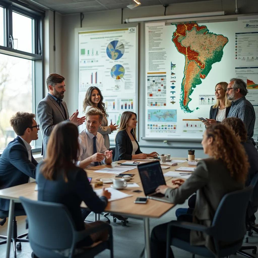 Equipo discutiendo estrategias de inversión en energía